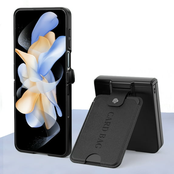 ELEHOLD for Samsung Galaxy Z Flip 5 Case with Small Screen Protector Hinge Protection, Z Flip 5 Wallet Case with Card Holder, Hybrid Shockproof Protective Full Body Case for Galaxy Z Flip5,Black