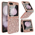 thumbnail image 1 of ELEHOLD for Samsung Galaxy Z Flip 5, Glitter Bling Sparkle Shiny Diamond Slim Soft TPU Anti-Scratch Protective Case for Women Girls with 1 Pack Small Screen Protector for Galaxy Z Flip 5, Rosegold, 1 of 6