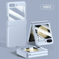 ELEHOLD for Samsung Galaxy Z Flip 5 Leather Case with Built-in Screen Protector Hinge Protection, Slim Fit Premium Leather Non-Slip Shockproof Protective Cover for Samsung Z Flip5 2023, Purple