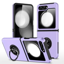 ELEHOLD for Samsung Galaxy Z Flip 5 Ring Stand Case, Hybrid Matte Back Case with 360°Rotatable Ring Holder Kickstand, Shockproof Magnetic Protective Case for Samsung Galaxy Z Flip 5, Purple