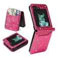 thumbnail image 1 of ELEHOLD for Samsung Galaxy Z Flip 5 Stylish Case,Bling Glitter Leather Card Holder Slim Lightweight Purse Case for Samsung Z Flip 5 for Women Girls,Rose, 1 of 7