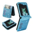 thumbnail image 1 of ELEHOLD for Samsung Galaxy Z Flip 5 Stylish Case,Bling Glitter Leather Card Holder Slim Lightweight Purse Case for Samsung Z Flip 5 for Women Girls, Skyblue, 1 of 7