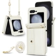 thumbnail image 1 of ELEHOLD for Samsung Galaxy Z Flip 6 with Card Holder, Shockproof PU Leather Credit Card Cash Slots Lanyard Durable Protection Phone Case for Samsung Galaxy Z Flip 6,White, 1 of 7