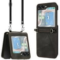 thumbnail image 1 of ELEHOLD for Samsung Galaxy Z Flip 6 Case, Business Casual Leather Anti-Scratch Durable Shock-Absorbent Protective Phone Case with Strap for Samsung Galaxy Z Flip 6, Black, 1 of 6
