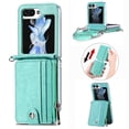 thumbnail image 1 of ELEHOLD for Samsung Galaxy Z Flip 6 Case, Leather Flip Detachable Card Holder Adjustable Cross-Body Strap Hinge Protection Shockproof Full Body Protective Case for Samsung Galaxy Z Flip 6,Green, 1 of 9