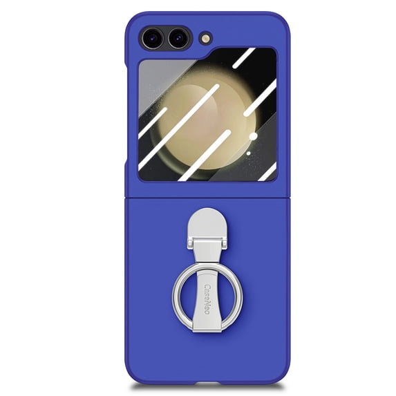 ELEHOLD for Samsung Galaxy Z Flip 6 Case,Skin-Friendly Full Body Protection 360 Degree Ring Kickstand Shockproof Slim Phone Case with Screen Protector for Samsung Galaxy Z Flip 6,Blue