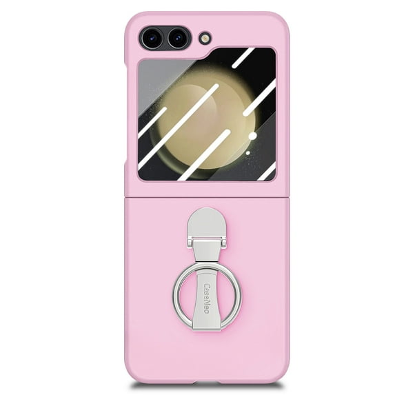ELEHOLD for Samsung Galaxy Z Flip 6 Case,Skin-Friendly Full Body Protection 360 Degree Ring Kickstand Shockproof Slim Phone Case with Screen Protector for Samsung Galaxy Z Flip 6,Pink