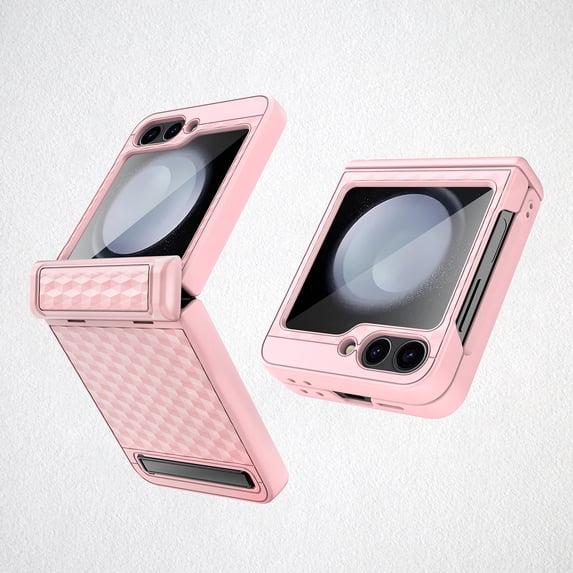 ELEHOLD for Samsung Galaxy Z Flip 6 Case, Slim Military Hard PC Hinge Protection Foldable Invisible Stand Full Body Shockproof Case with Front Screen Protector for Galaxy Z Flip 6,Pink
