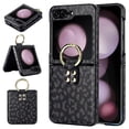 thumbnail image 1 of ELEHOLD for Samsung Galaxy Z Flip 6 Case,Soft PU Leather Ring Kickstand Durable Anti-Scratch Shockproof Protective Slim Phone Case for Samsung Galaxy Z Flip 6,Black Panther Texture, 1 of 7