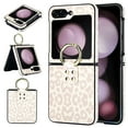 thumbnail image 1 of ELEHOLD for Samsung Galaxy Z Flip 6 Case,Soft PU Leather Ring Kickstand Durable Anti-Scratch Shockproof Protective Slim Phone Case for Samsung Galaxy Z Flip 6,White Panther Texture, 1 of 7