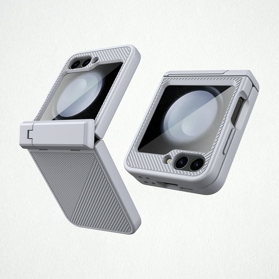 ELEHOLD for Samsung Galaxy Z Flip 6 Case,Ultra-Thin Non-slip Invisible Kickstand Built-in Front Screen Protector Hinge Protection Hard PC Shockproof Case for Samsung Galaxy Z Flip 6,Gray