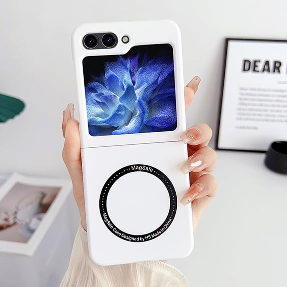 ELEHOLD for Samsung Galaxy Z Flip 6/Flip 7FE Case, Skin-Touch Slim Lightweight Case Compatible with Mag Safe Magnetic Wireless Charging Shockproof Protective Cover, White