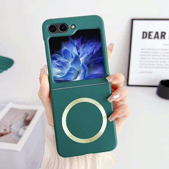 ELEHOLD for Samsung Galaxy Z Flip 6/Flip 7FE Case, Skin-Touch Slim Lightweight Case Compatible with Mag Safe Magnetic Wireless Charging Shockproof Protective Cover, Darkgreen