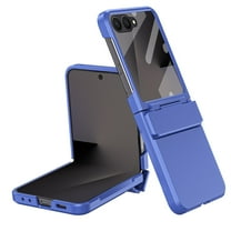 ELEHOLD for Samsung Galaxy Z Flip 7 Rugged Case with Hinge Protection Built-in Small Screen Protector Hard PC Shockproof Protective Case Slim Lightweight Cover,Blue