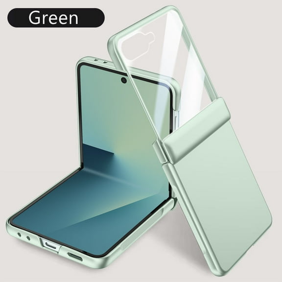 ELEHOLD for Samsung Galaxy Z Flip 7 Rugged Full Body Case,Hinge Protection Shockproof Slim Matte Non-Slip Phone Cover with Built-in HD Tempered Screen Protector for Samsung Galaxy Z Flip 7,Lightgreen