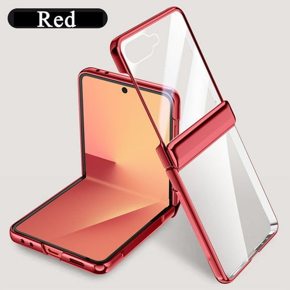 ELEHOLD for Samsung Galaxy Z Flip 7 Rugged Protective Case with Built in Screen Protector, Hinge Protection Anti-Scratch Shockproof Case Cover for Samsung Z Flip 7, Red