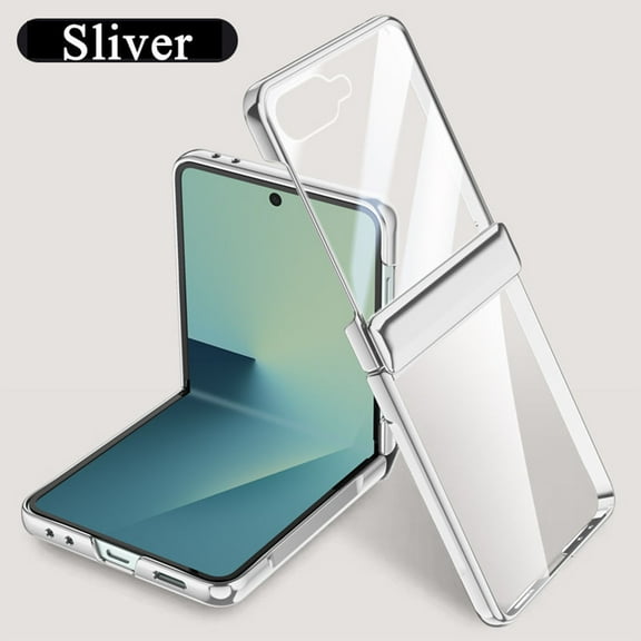 ELEHOLD for Samsung Galaxy Z Flip 7 Rugged Protective Case with Built in Screen Protector, Hinge Protection Anti-Scratch Shockproof Case Cover for Samsung Z Flip 7, Silver