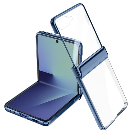 ELEHOLD for Samsung Galaxy Z Flip 8 Rugged Protective Case with Built in Screen Protector, Hinge Protection Anti-Scratch Shockproof Clear Cover,Darkblue