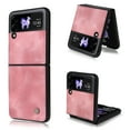 thumbnail image 1 of ELEHOLD for Samsung Galaxy Z Flip3 5G 2021 Case, Skin Feeling Lightweight Durable PU Leather Anti-Slip Shockproof Slim Flip Case for Z Flip 3 6.7 inch, Pink, 1 of 7