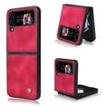 thumbnail image 1 of ELEHOLD for Samsung Galaxy Z Flip4 5G 2022 Case, Skin Feeling Lightweight Durable PU Leather Anti-Slip Shockproof Slim Flip Case for Z Flip 4 6.7 inch, Red, 1 of 7