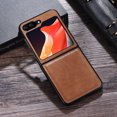 thumbnail image 1 of ELEHOLD for Samsung Galaxy Z Flip5 2023 Leather Case Premium PU Leather Ultra Slim Lightweight Shockproof Anti-Scratch Durable Phone Case design for Galaxy Z Flip5,Brown, 1 of 11