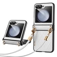 thumbnail image 1 of ELEHOLD for Samsung Galaxy Z Flip5 Luxury Leather Case with Detachable Strap,PU Leather Anti-Scratch Lightweight Shockproof Case for Samsung Z Flip5 2023 for Women Girls,White, 1 of 6