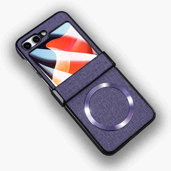 ELEHOLD for Samsung Galaxy Z Flip5 Magnetic Case, MagSafe Compatible with Hinge Protector Built-in Screen Protector Shockproof Anti-Scratch Full Body Protective Cover for Samsung Z Flip5,Purple