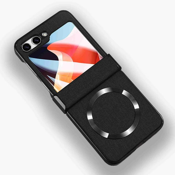 ELEHOLD for Samsung Galaxy Z Flip5 Magnetic Case, MagSafe Compatible with Hinge Protector Built-in Screen Protector Shockproof Anti-Scratch Full Body Protective Cover for Samsung Z Flip5,Black