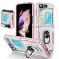 thumbnail image 1 of ELEHOLD for Samsung Galaxy Z Flip5 with Magnetic Ring Holder Built-in Retractable Sliding Hinge Protector Case,Rugged Shockproof with 1 Pack Small Screen Protector for Galaxy Z Flip5 2023,White, 1 of 8