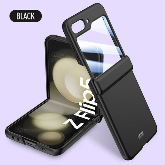 ELEHOLD for Samsung Galaxy Z Flip5 Rugged Full Body Case,Hinge Protection Shockproof Slim Matte Non-Slip Phone Cover with Built-in HD Tempered Screen Protector for Samsung Galaxy Z Flip5,lack