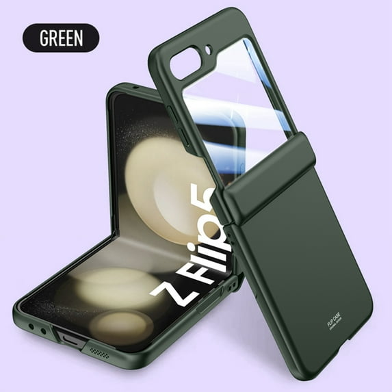 ELEHOLD for Samsung Galaxy Z Flip5 Rugged Full Body Case,Hinge Protection Shockproof Slim Matte Non-Slip Phone Cover with Built-in HD Tempered Screen Protector for Samsung Galaxy Z Flip5,Green