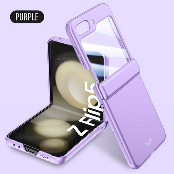 ELEHOLD for Samsung Galaxy Z Flip5 Rugged Full Body Case,Hinge Protection Shockproof Slim Matte Non-Slip Phone Cover with Built-in HD Tempered Screen Protector for Samsung Galaxy Z Flip5,Purple