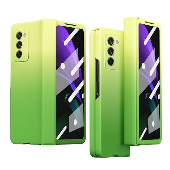 ELEHOLD for Samsung Galaxy Z Fold 2 Folding Case, Gradient Colorful Fashion Style Hinge Protection Camera Protection Anti-Scratch Shockproof Slim Case for Samsung Galaxy Z Fold2,Green/Yellow