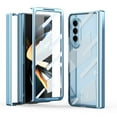 thumbnail image 1 of ELEHOLD for Samsung Galaxy Z Fold 3 Full Body Clear Case with Built-in Screen Protector Transparent Luxury Plating Shockproof Hinge Protection Case for Samsung Z Fold 3 2021,Blue, 1 of 7