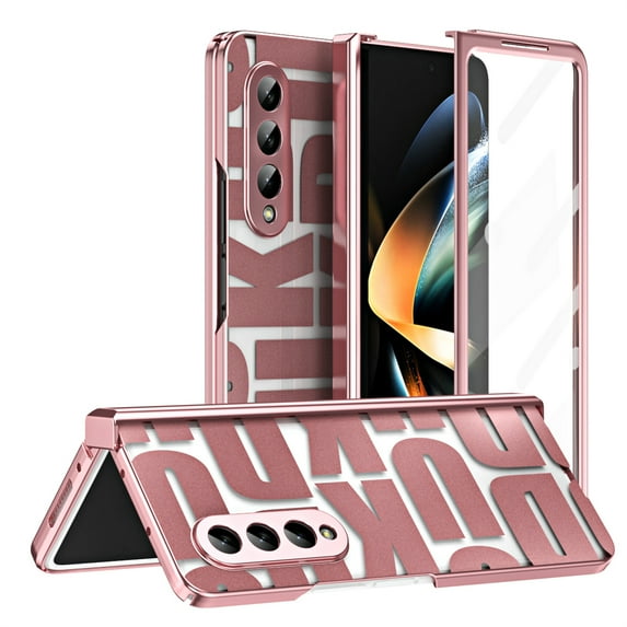 ELEHOLD for Samsung Galaxy Z Fold 3 Rugged Case,Hinge Protection with Built-in Screen Protector Full Body Shockproof Plating Armor Case Cover for Samsung Z Fold 3,Rosegold