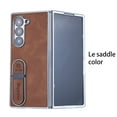 thumbnail image 1 of ELEHOLD For Samsung Galaxy Z Fold 3 Rugged Leather Case Hinge Protection Slim Ultra-Thin Leather Invisible Kickstand Shockproof Anti Scratch Hard Phone Phone Case Cover,Brown, 1 of 8
