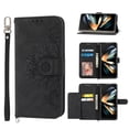 thumbnail image 1 of ELEHOLD for Samsung Galaxy Z Fold 3 Shoulder Crossbody Wallet Case with Card Slots, Floral Embossed PU Leather Wallet Flip Protective Kickstand Wrist Strap Cover, black, 1 of 7