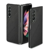ELEHOLD for Samsung Galaxy Z Fold 3 Slim Folding Case Fiber Pattern Full Body Protection Shockproof Anti-Fingerprint Anti-Scratch Protective Case for Z Fold 3,Black