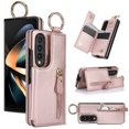thumbnail image 1 of ELEHOLD for Samsung Galaxy Z Fold 3 Wallte Case, Premium Leather Ring  Zipper Credit Card Cash Slot Magnetic Clasp Kickstand Heavy Duty Protective for Samsung Galaxy Z Fold 3,Rosegold, 1 of 9
