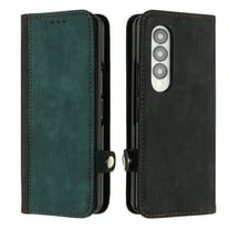 ELEHOLD for Samsung Galaxy Z Fold 4 2022 7.6" Wallet Case with Detachable Wrist Strap Handbag, Luxury PU Leather Flip Soft TPU Built-in Magnetic Card Slots Kickstand Function Shockproof CaseDarkgreen