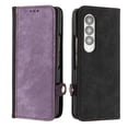 thumbnail image 1 of ELEHOLD for Samsung Galaxy Z Fold 4 2022 7.6" Wallet Case with Detachable Wrist Strap Handbag, Luxury PU Leather Flip Soft TPU Built-in Magnetic Card Slots Kickstand Function Shockproof Case,Purple, 1 of 5