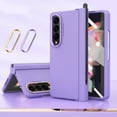 thumbnail image 1 of ELEHOLD for Samsung Galaxy Z Fold 4 2022 7.6 inch Case, Skin-Feeling PC Double Metal Plating Lens Rings Circles Pen Tray Hinge Free Capacitive Shockproof All-inclusive Folding Case for ZFold 4,Purple, 1 of 7