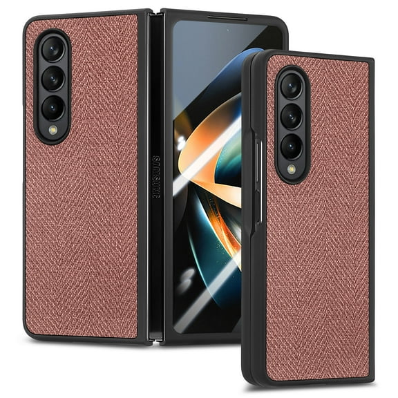 ELEHOLD for Samsung Galaxy Z Fold 4 Case, Luxury Leather Material with Built-in Screen Protector Full Body Shockproof Protective Case for Samsung Galaxy Z Fold 4 5G 2022, Brown