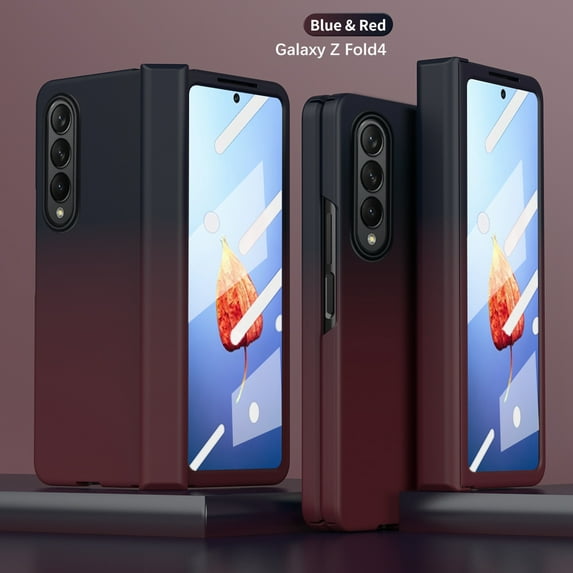 ELEHOLD for Samsung Galaxy Z Fold 4 Folding Case, Gradient Colorful Fashion Style Hinge Protection Camera Protection Anti-Scratch Shockproof Slim Case for Samsung Galaxy Z Fold4 6.7 inch 2022, Red