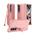 thumbnail image 1 of ELEHOLD for Samsung Galaxy Z Fold 4 Rugged Case with Hinge Protection Built-in Screen Protector Hidden Kickstand Hard PC Shockproof Protective Case Cover with Stylus Pen & Pen Holder, Pink, 1 of 7