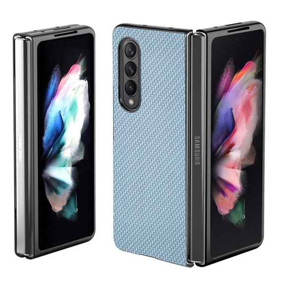ELEHOLD for Samsung Galaxy Z Fold 4 Slim Folding Case Fiber Pattern Full Body Protection Shockproof Anti-Fingerprint Anti-Scratch Protective Case for Galaxy Z Fold 4 5G 2022, Blue