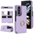 thumbnail image 1 of ELEHOLD for Samsung Galaxy Z Fold 4 Wallet Case,Luxury Premium Diamond Leather Rotatable Ring Credit Card Cash Slot Magnetic Clasp Kickstand Shockproof Protective for Samsung Galaxy Z Fold 4,Purple, 1 of 7
