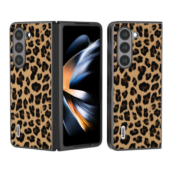 ELEHOLD for Samsung Galaxy Z Fold 5,7.6 inch Case, Leopard Print Texture PU Leather Slim Shockproof Anti-Scratch Non-Slip Protective Case for Samsung Galaxy Z Fold5,A
