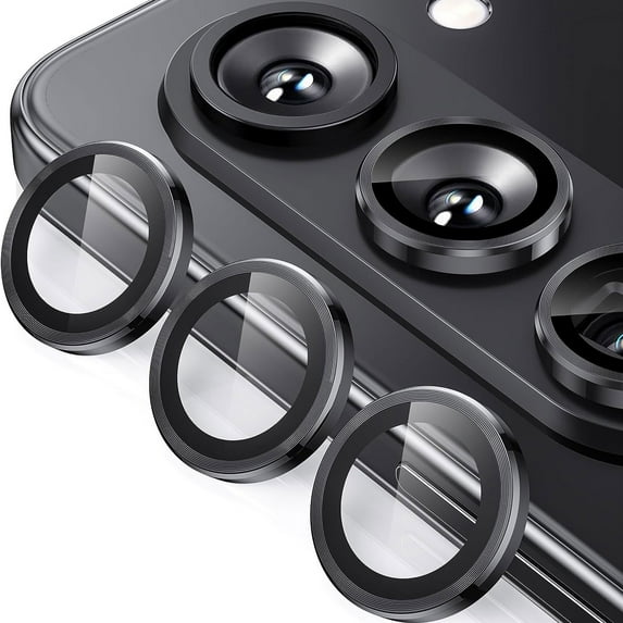ELEHOLD for Samsung Galaxy Z Fold 5 Camera Lens Protector, 9H Tempered Glass Camera Cover Metal Individual Ring for Samsung Galaxy Z Fold 5 5G 2023, Black