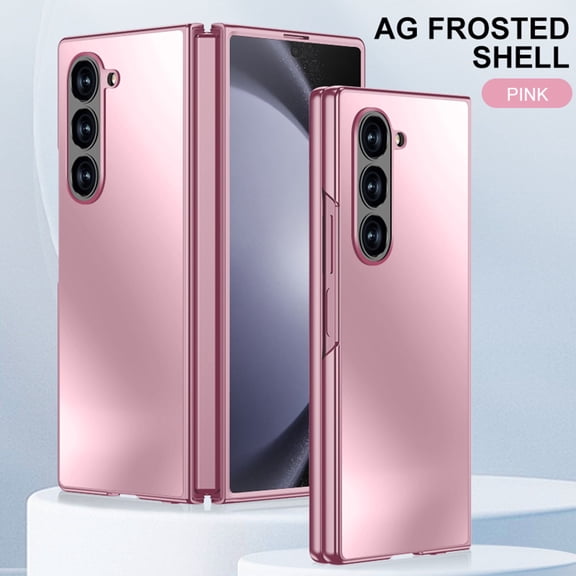 ELEHOLD for Samsung Galaxy Z Fold 5 Case, Rugged Electroplated Matte Acrylic Ultra-Thin Frosted Shock-Absorbent Protective Phone Case with Camera Protection for Samsung Galaxy Z Fold 5,Pink
